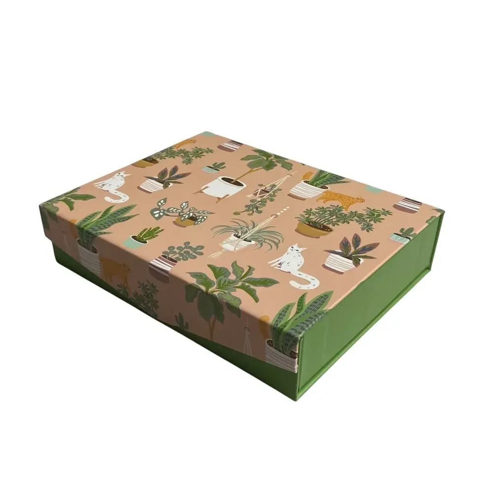 American Greetings Cats & Houseplants Stationery Note Cards Set Magnetic Box